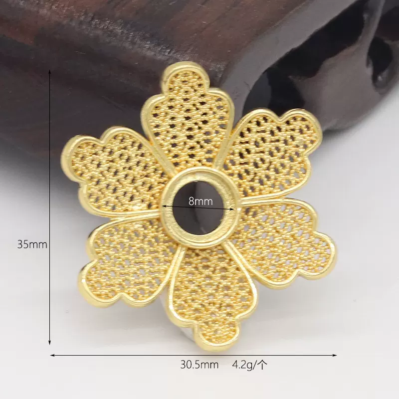 复古仿金镂空仿花丝春季汉服头饰花朵发冠发簪diy发饰材料配件