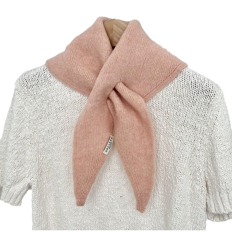 Bufandas de invierno femeninas de alta calidad estilo coreano de estilo universal protector de cuello bufandas de punto triangulares sólidas bufandas