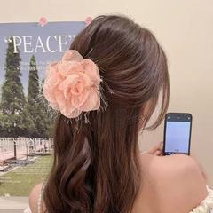 優しい韓国レースのバラの花のクリップ、女性用の高級フレンチヘアクリップ、女性用の後頭部のサメクリップヘッドバンド