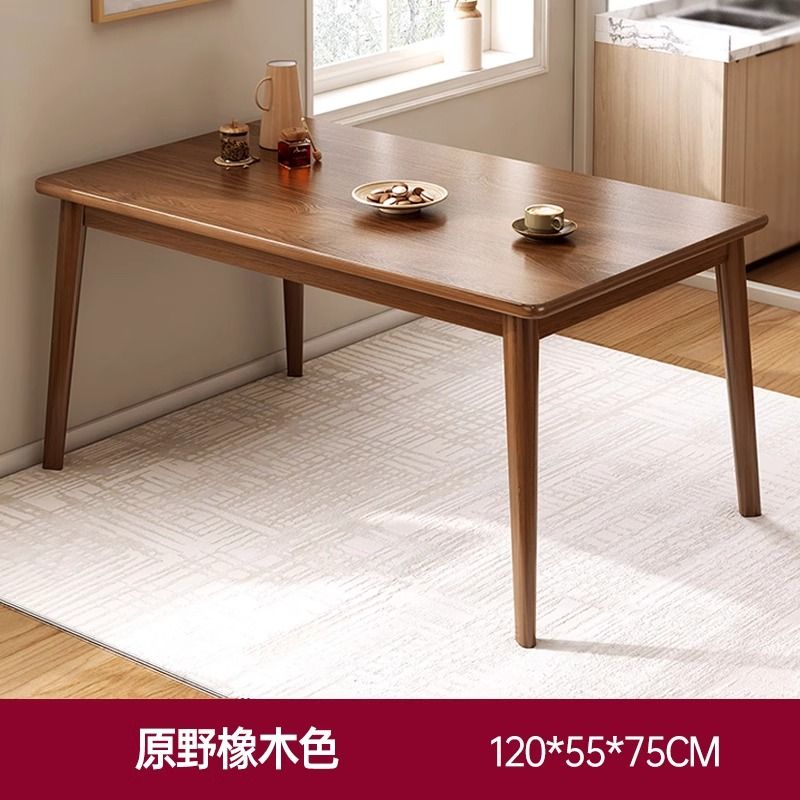 Mesa y silla de comedor de pierna de madera sólida, mesa de tablero de color nuez de estilo pequeño, 2026 nueva mesa rectangular