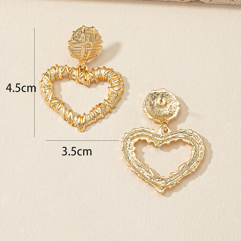 Fashion Heart Shape Alloy Plating Earrings display picture 5