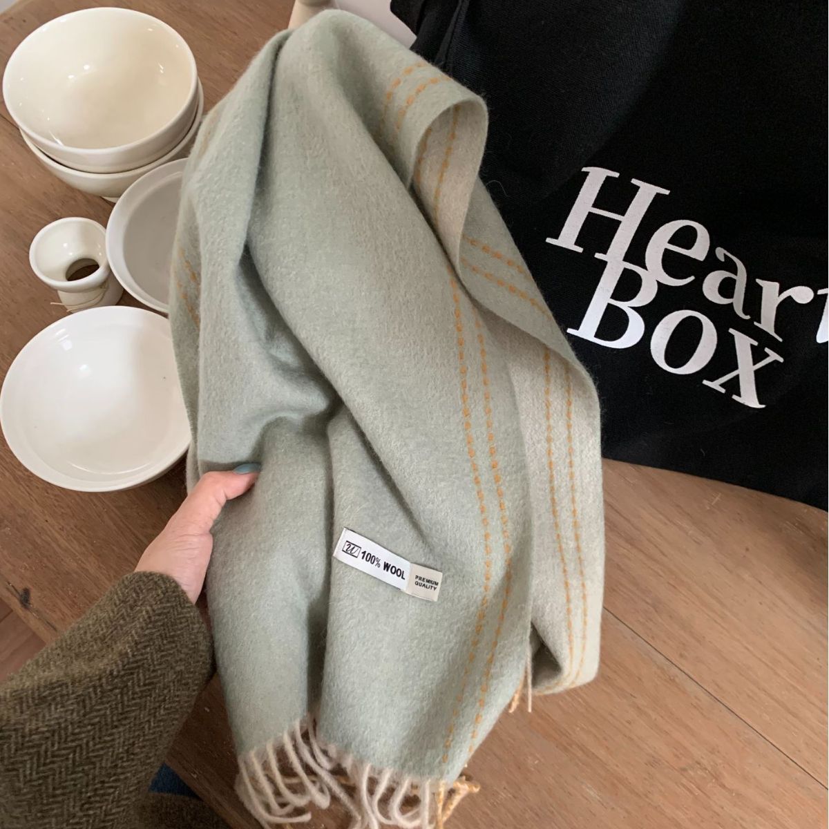 Sciarpa da coppia in edizione stretta, calda, versatile, coreana, invernale, da donna, in 100% lana, tinta unita, semplice, double face_voghion.com