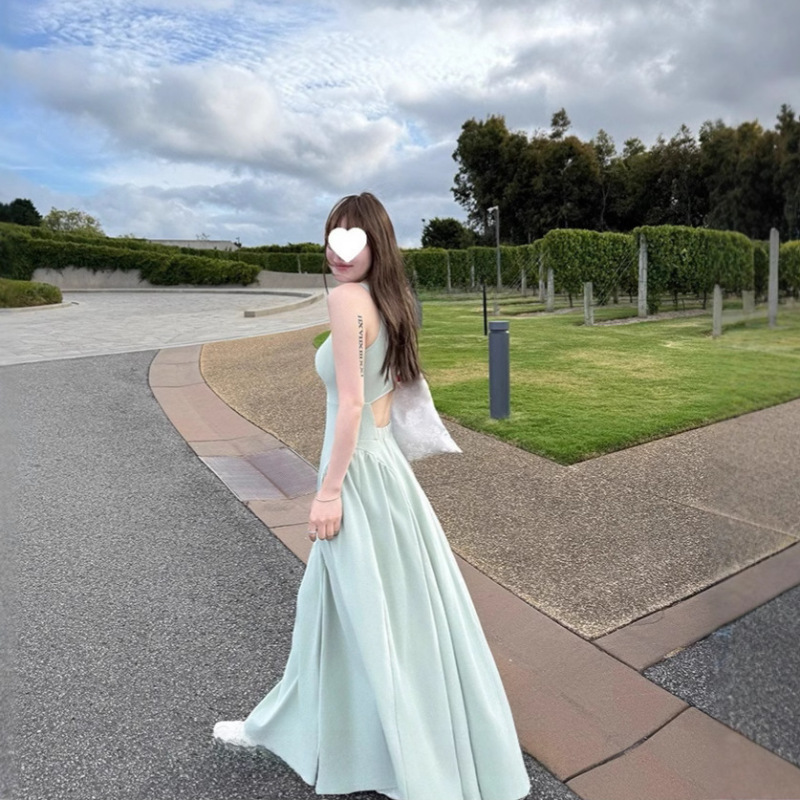 Mermaid's New Spring Style Slim Waist Racer Vest Backless Long Dress for Women