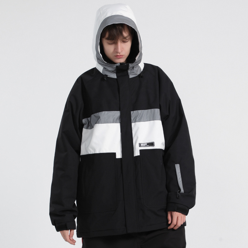 New snowsuit women's jacket warm clip cotton waterproof double board equipment reflective snowsuit men_voghion.com