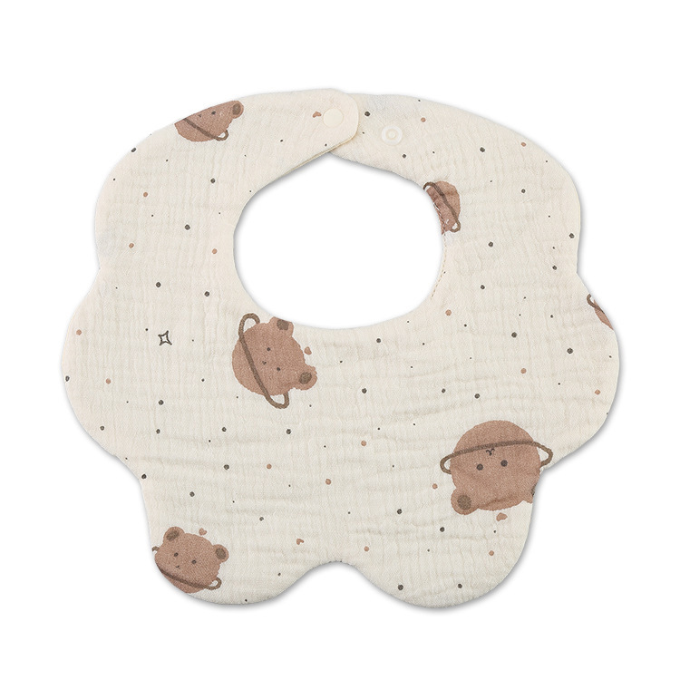 Toalla de saliva para bebé 6 capas de gasa de algodón grueso babero de bebé de 360 grados con impresión de dibujos animados babero para bebé