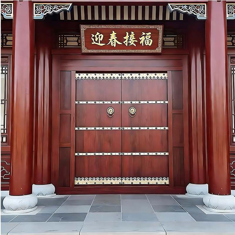 Chinese-Style Classical Solid Wood Double-Door Redwood Gate for Courtyard Entrance, Outdoor Courtyard Villa Wooden Door Chinese-Style Classical Solid Wood Double-Door Redwood Gate for Courtyard Entrance, Outdoor Courtyard Villa Wooden Door