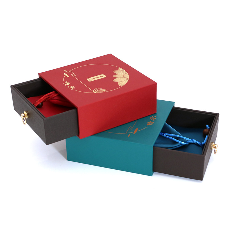 復古首飾盒 古法金傳承抽屜式珠寶盒 翡翠玉器文玩盒手鐲盒布袋盒