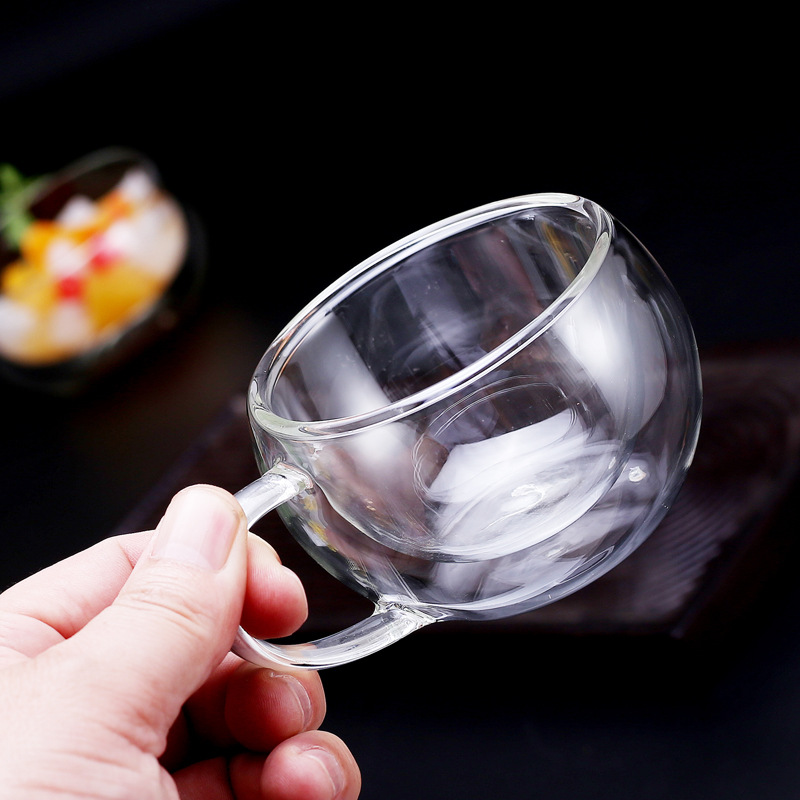 Con hombres y mujeres Oficina transparente taza de agua de vidrio taza de jugo de café creativo doble taza de leche de vidrio