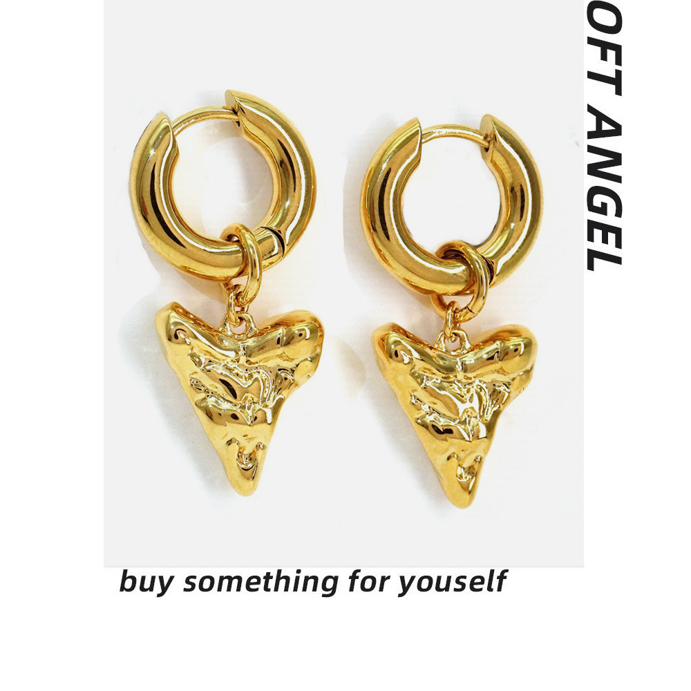 Vintage Style Earrings,Personalized Heart-shaped Metal Pendant Earrings,Healing Series,High-end Accessories