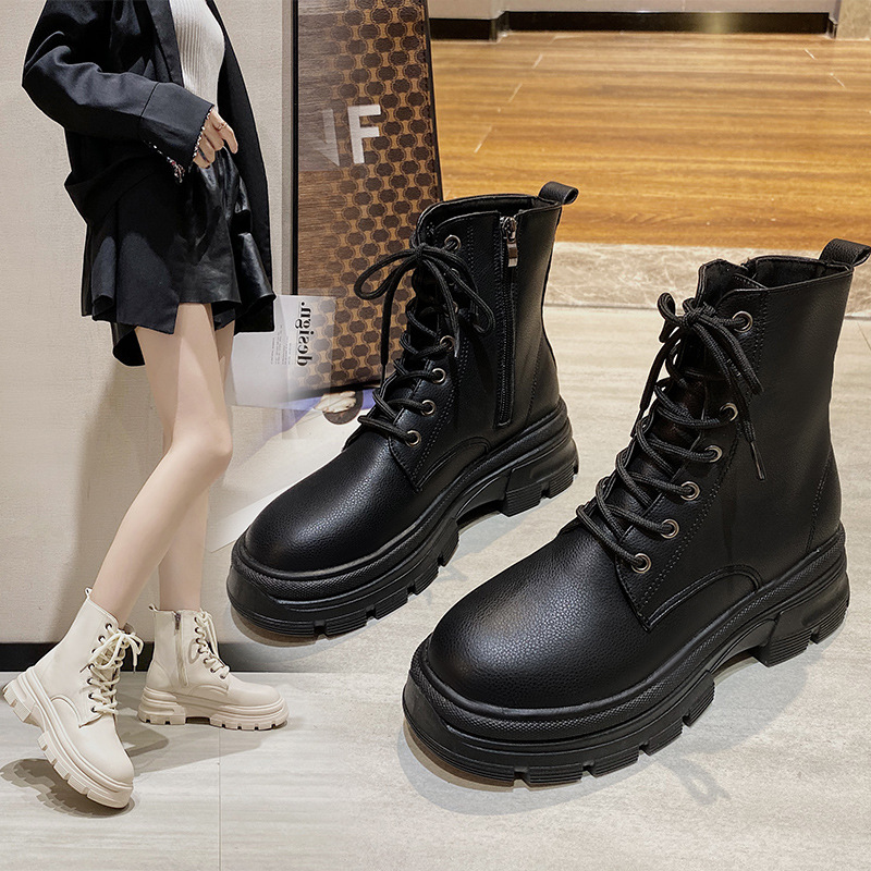 New Korean Female Martin Boots Round Head Side Zipper Short Boots display picture 4