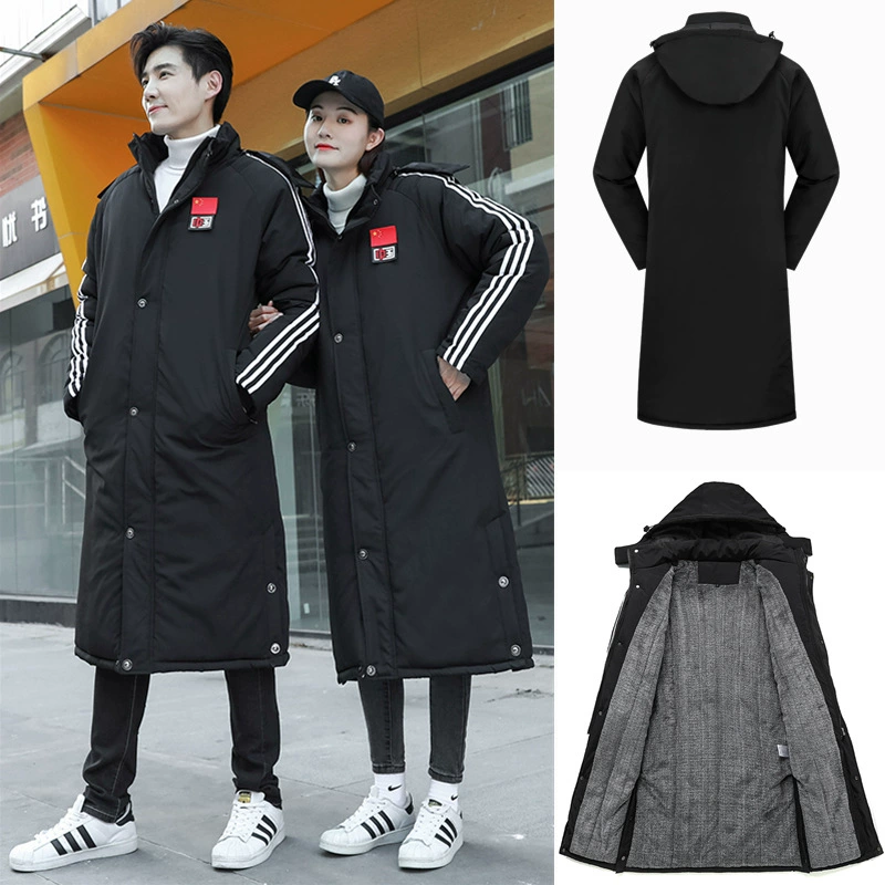 Спортивное пальто для национальной сборной, мужское длинное пальто выше колена с хлопковой подкладкой, детское танцевальное тхэквондо, футбольное зимнее тренировочное пальто с хлопковой подкладкой, женское