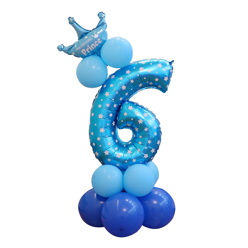 0-9 cumpleaños digital globo columna bebé un mes de edad diseño carretera globo fiesta decoración corona película de aluminio