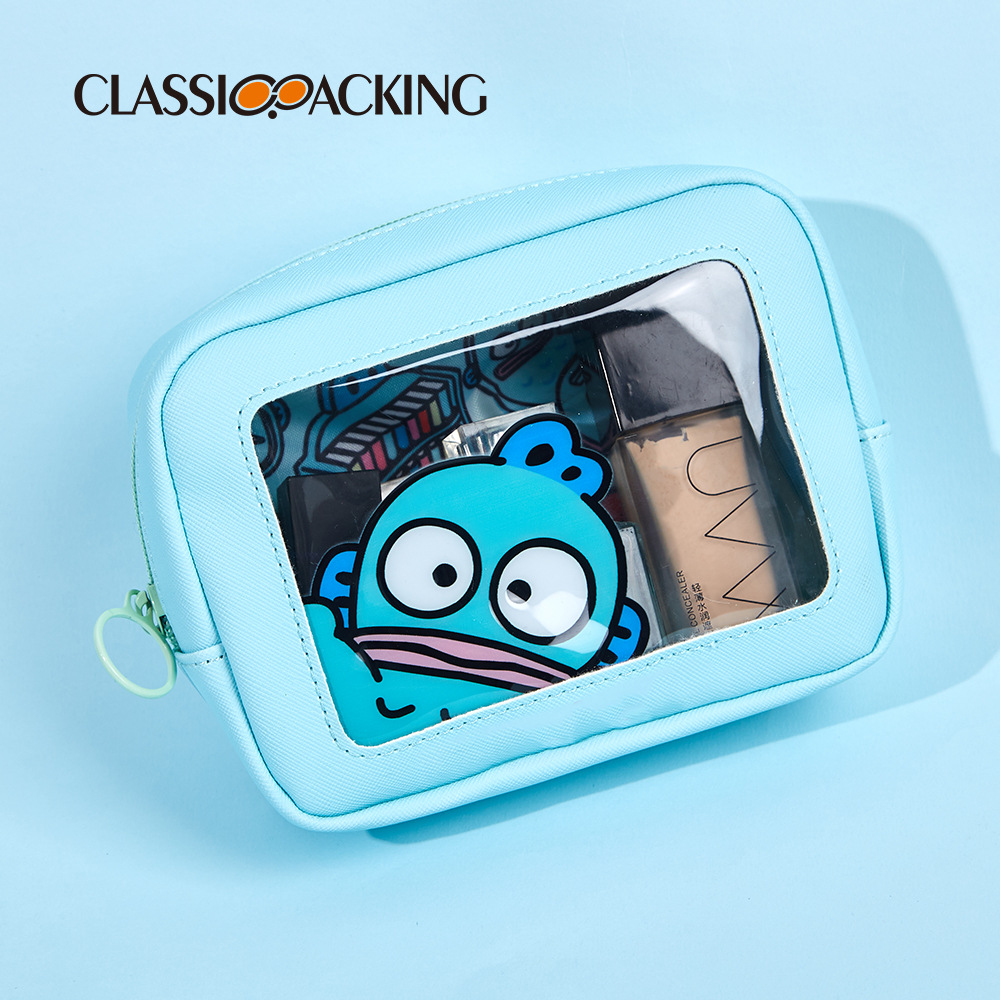 Bolsa de cosméticos moderna y simple Bolsa de cosméticos con patrón de pez payaso, bolsa de lavado portátil a prueba de agua con logotipo impreso