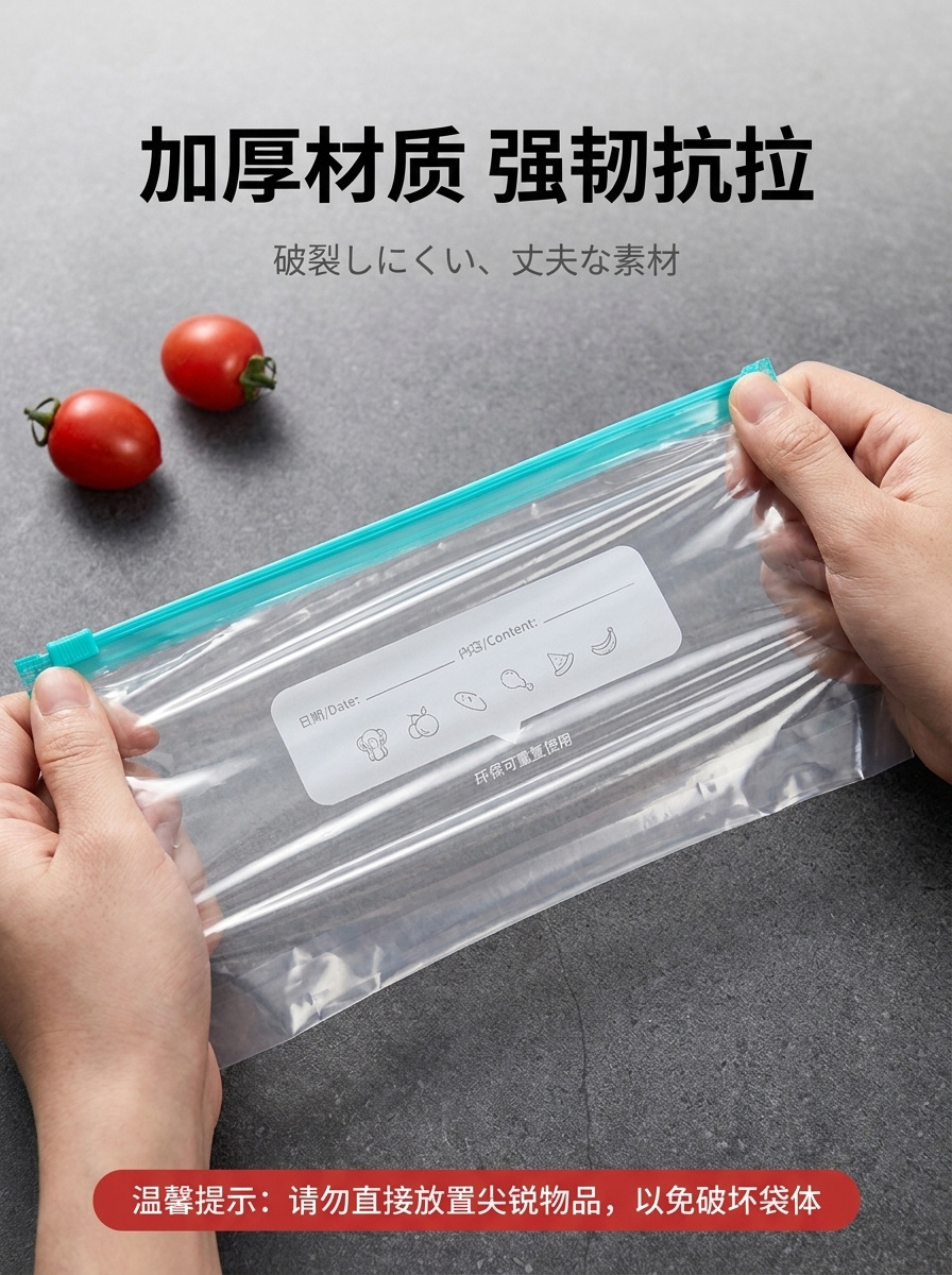 Cross-border thickened fresh-keeping sealed bag household ziplock self-sealing plastic packaging bag refrigerator freezer special sealed