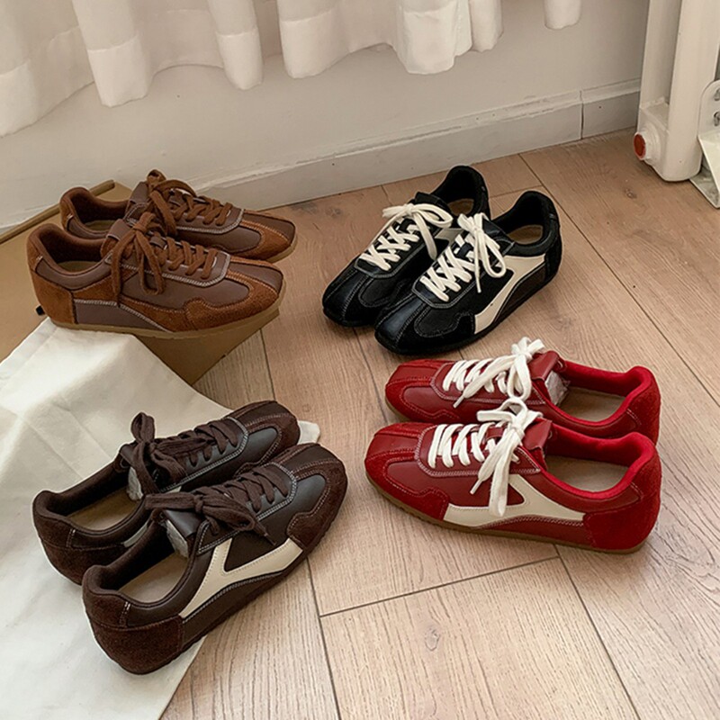 Sheepskin Version ~ 5cm Height-Increasing Ballet Training Shoes for Women 2025 Autum New Maillard Lace-Up Casual Forrest Gump Shoes