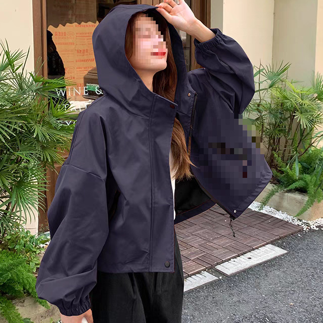 冲锋衣外套女春秋短款2025新款宽松休闲设计小香风蝙蝠袖夹克上衣|undefined
