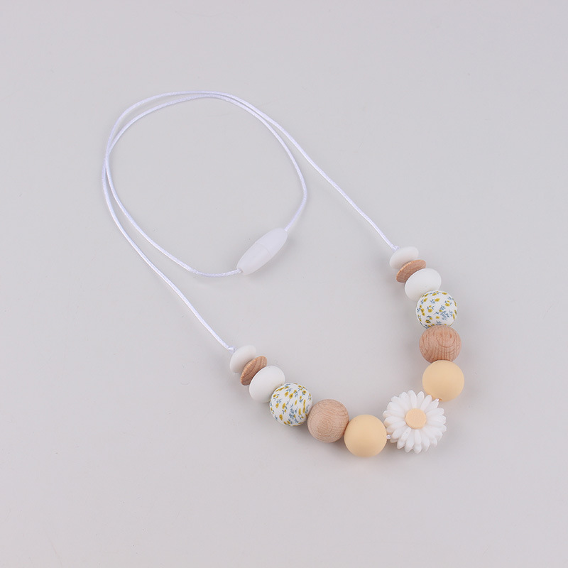 Fábrica nueva margarita collar de mordedor bebé palo molar collar de silicona collar madre