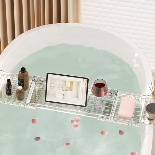 Extendable bathtub shelf side tray bath accessory board acrylic companion bathroom rack tub support
