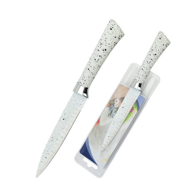En stock fábrica nuevo mango de herradura spot patrón de onda cocina seis piezas de acero inoxidable cuchillo de pintura en aerosol traje de cuchillo