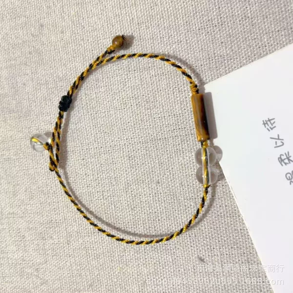 【Tiger Eye Stone】Handmade Woven Bracelet for Success and Progression, Woven Hand Rope, Tiger Eye Stone Bracelet Gift
