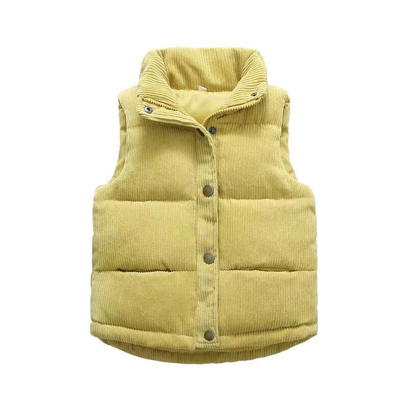 2025 otoño e invierno nuevo estilo macaron ropa para niños bebé plumón chaqueta de algodón chaleco para niños y niñas hebilla delantera chaleco para niños de dibujos animados