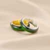 Ring jade stainless steel, design jasper, retro accessory for beloved, trend of season, European style, wholesale