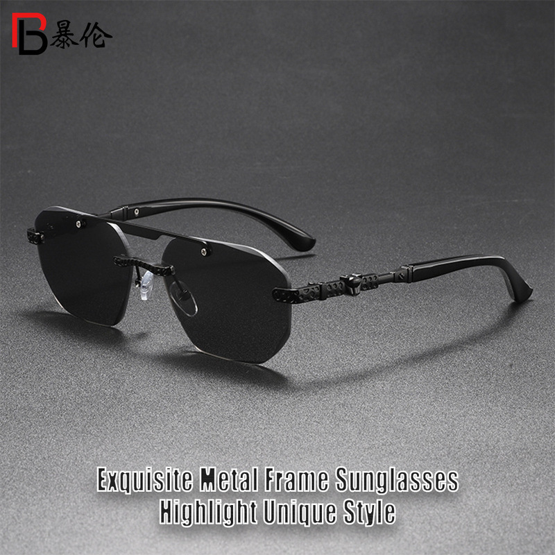 New Classy Fashionable Metal Decorative Sunglasses Trendy Exquisite Metal Anti-Uv Sunglasses Q2909