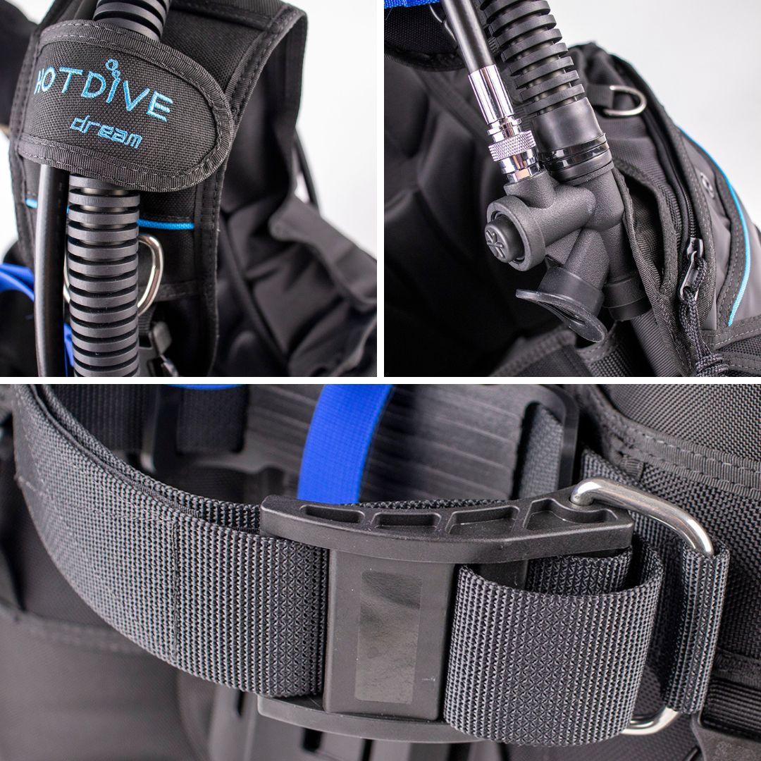 Fast release diving bcd con zipper pocket buoyancy vest