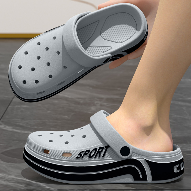 Thick-Soled Croc Shoes Men's 2025 New Summer Outerwear Driver Driving Anti-Slip Anti-Odor Two-Wear Eva Sandals for Men