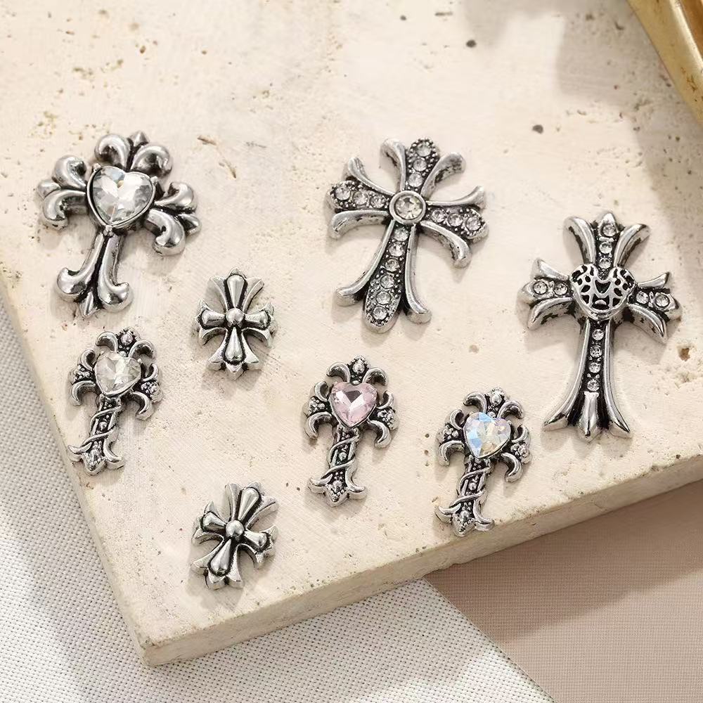Functional Sweet and Cool Heart-Shaped Cross Alloy Pendant DIY Handmade Earrings Jewelry Bracelet Necklace Accessories Handmade Materials