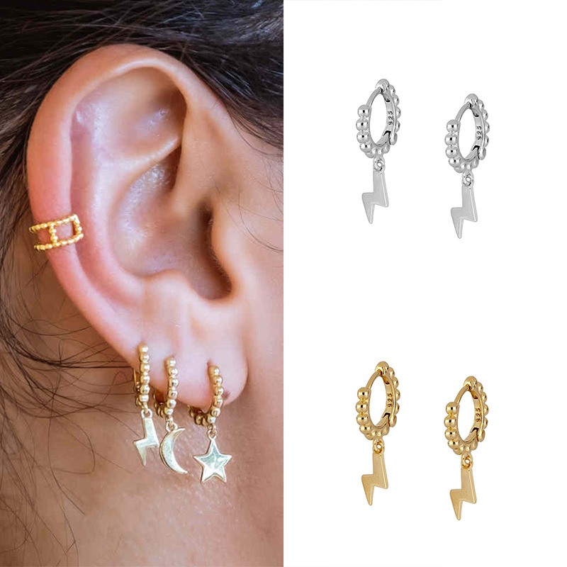 4g Weight New Style Copper Gold Plated Inlaid Zircon Lighting Pendant Earrings