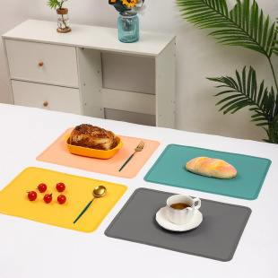 New Solid Color Silicone Placemat with Edge Student Lunch Mat European and American Western Placemat Food Grade Morandi Placemat