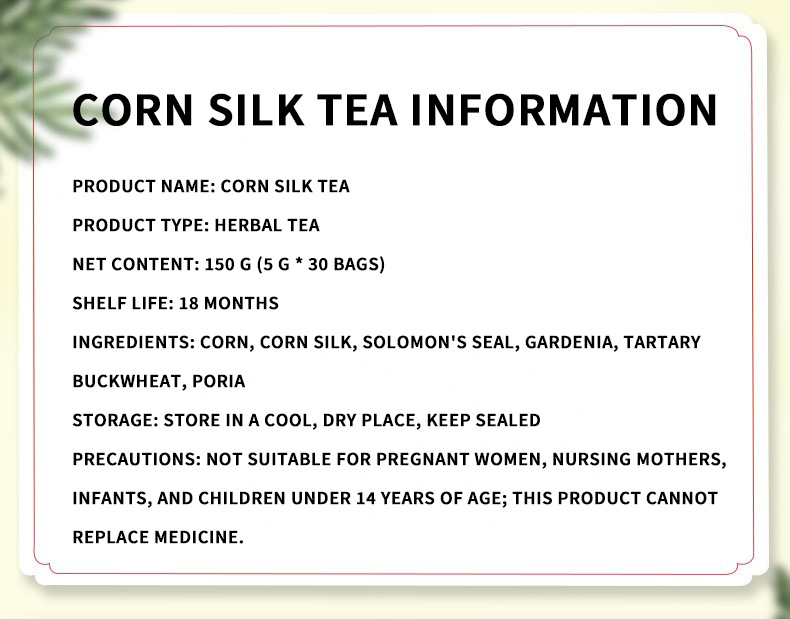 Corn Silk Tea Yu Mi Xu 30 Individually Wrapped 5g Bags Daily Herbal Infusion 150g Box key features