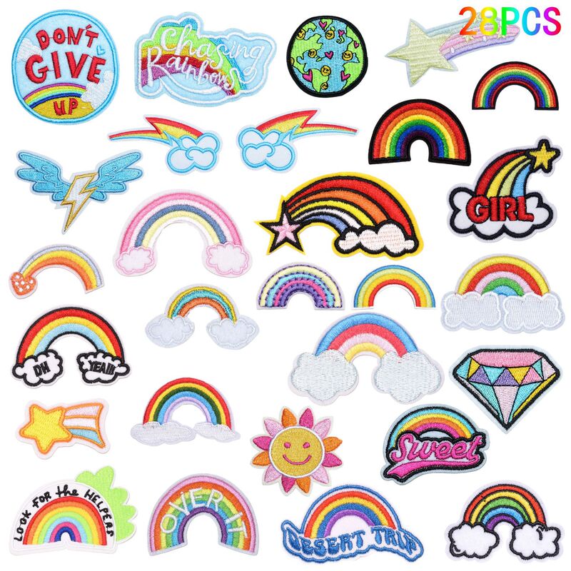 Factory Direct Sales Sun Rainbow Embroider Cloth Patch for Bags, Shoes and Hats Accessories Embroider Patch Embroider Seal Diamond Cloth Patch