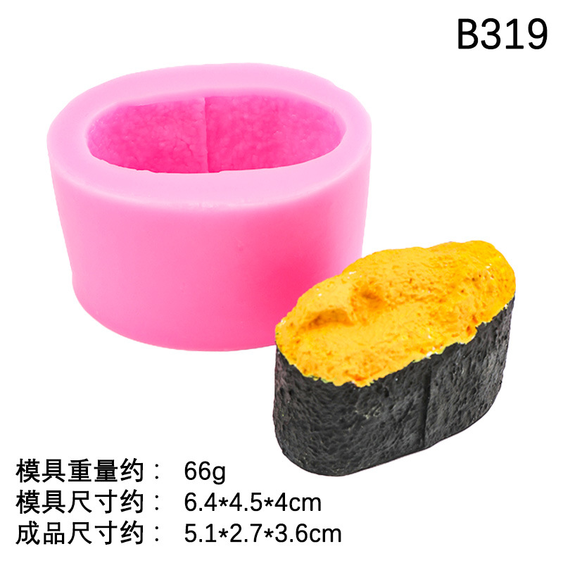 Sushi de huevas de pescado Simulación de bola de arroz de salmón Molde de silicona Diy Molde de vela de chocolate de sushi