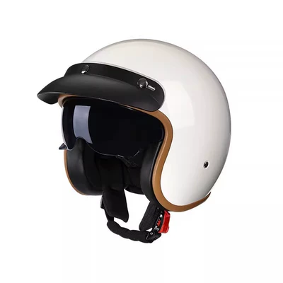 Motosiklet kaskı (dəbilqə) — Motorcycle Riding, Abs Material - solid-color-ivory-white-brim-3c-certification-m