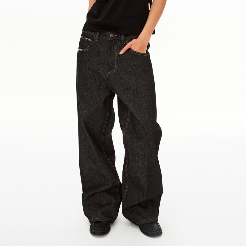 Factory-Made American-Style High-End Straight-Leg Raw Denim Jeans for Men and Women, Versatile for Commuting, with Hand-Stitched Design, Long Pants Factory-Made American-Style High-End Straight-Leg Raw Denim Jeans for Men and Women, Versatile for Commuting, with Hand-Stitched Design, Long Pants