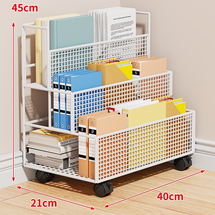 机の下の物置棚の移動収納棚の床のプーリー付きの小さい本棚の机の下の棚の本の物置棚の事務机