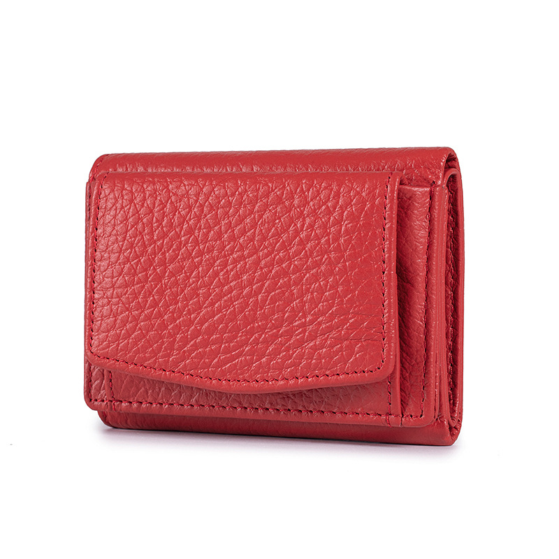 小さな財布本革女性RFIDカードバッグ日本式の財布の3割引の短い財布の薄いミニ小銭包装の小銭
