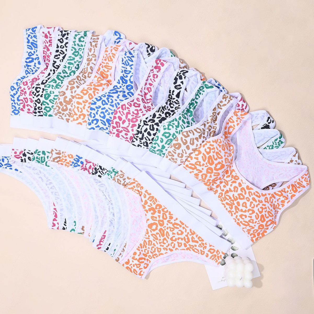 Ropa interior de desarrollo para niñas, copa fija de algodón con almohadilla para el pecho, sin anillo de acero, estampado de leopardo, sujetador de espalda deportivo para niñas