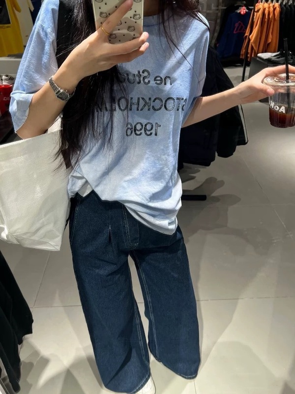オリジナル品質 Acne25 新作春夏ルーズカジュアルダーティーウォッシュオールドレタープリントユニセックス T|undefined