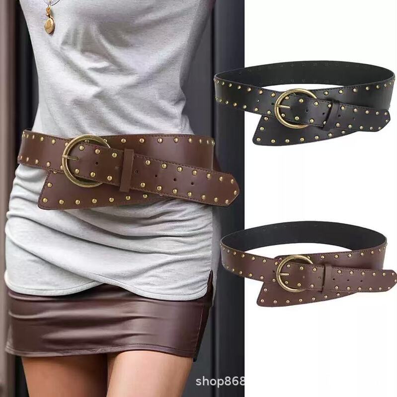 American Retro Belt for Women 2025 New Rivet Punk Style Belt with Jeans with Personalized Y2K Black