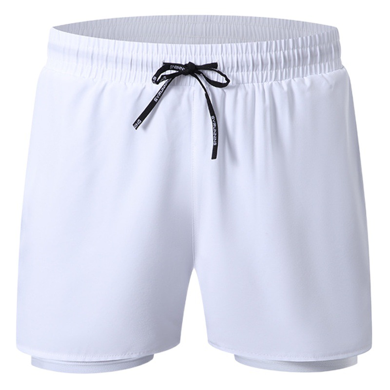 Maratón deportivo de verano para hombres corriendo pantalones cortos de secado rápido forro de doble capa para la piel entrenamiento fitness pantalones de tres puntos en stock