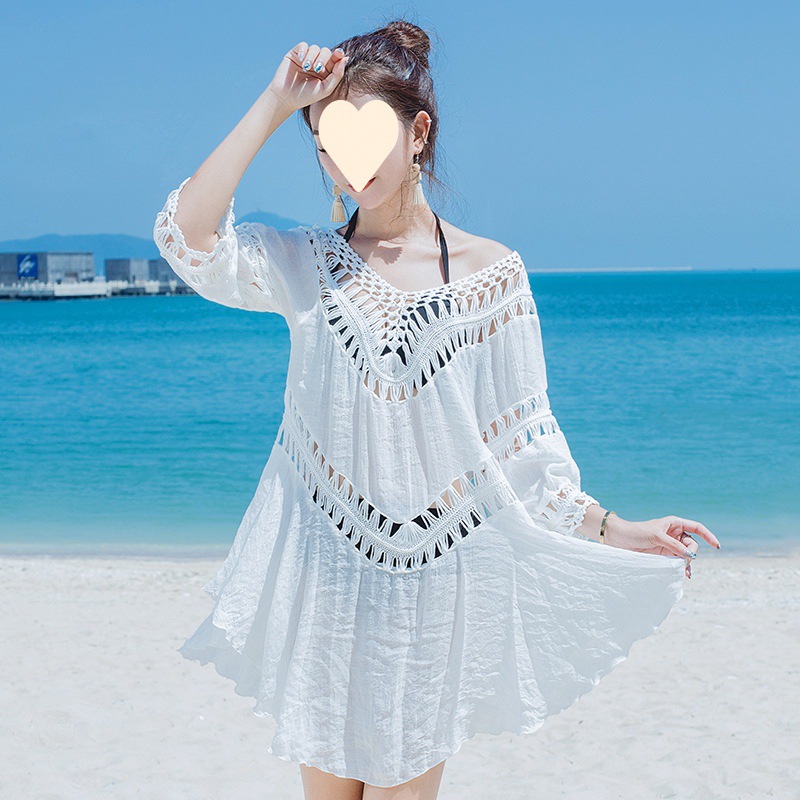2022 new summer seaside vacation bikini blouse hollow swimsuit coat beach sun protection clothing for women
