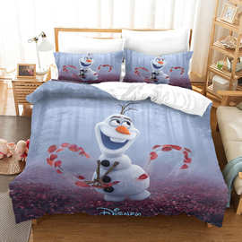 来图定制3D数码 床上用品四件套 动漫雪奇缘跨境亚马逊被套三件套