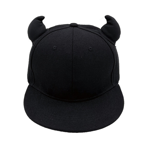 European and American small devil horns decoration baseball cap, duckbill cap, sun hat, outdoor sports cap, personalized flat brim hat