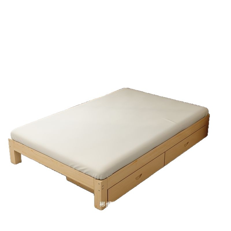 Fábrica de venta directa de cama de madera sólida 1.8m cama doble tatami marco de cama 1.5m simple alquiler dormitorio cama individual 1