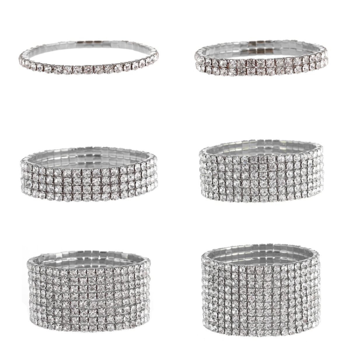 Classic Bracelet, Versatile Diamond-Encrusted Elastic Bracelet, Simple Bracelet with Multiple Rows to Choose From, Cross-Border Best-Selling B001