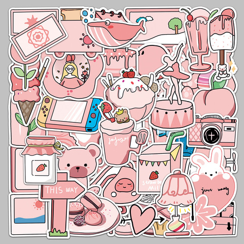 50 ins style original pink girly stickers cute graffiti suitcase notebook ledger sticker decoration