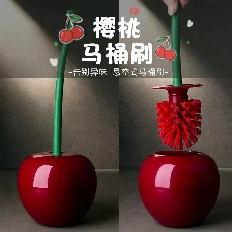 Креативный набор щеток для унитаза Cherry, настенная щетка для чистки унитаза для домашнего использования с длинной ручкой и мягкой щетиной для чистки каждой угловой части.